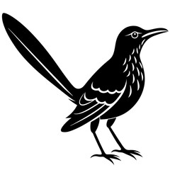 Solid silhouette cactus wren vector illustration