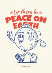 Earth retro mascot, cartoon mascot