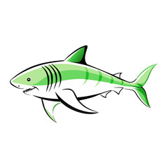 Obraz premium cartoon image of a shark with sharp teeth, swimming forward 