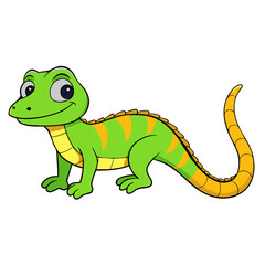 Fototapeta premium cartoon depiction of a green lizard with a friendly expression.