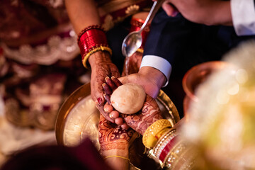 Kanyadaan Ritual during a Hindu marriage in India is performed by the mother and father of the bride. Indian wedding traditional rituals performed during the wedding.