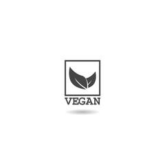Vegan label badge icon with shadow