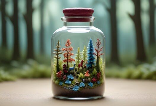 miniature forest in a crystal clear bottle