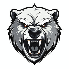 angry grizzly bear head vector art illustration isolated on white background