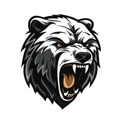 angry grizzly bear head vector art illustration isolated on white background