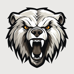 angry grizzly bear head vector art illustration isolated on white background