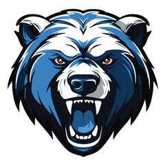 angry grizzly bear head vector art illustration isolated on white background