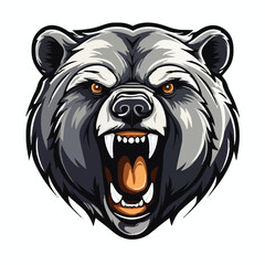 angry grizzly bear head vector art illustration isolated on white background