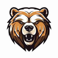 angry grizzly bear head vector art illustration isolated on white background