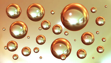 Shiny colored balls abstract background, 3d metallic glossy spheres wallpaper.