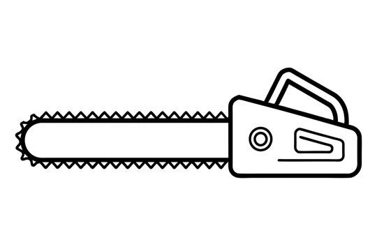 black chainsaw outline on white background clip art preview