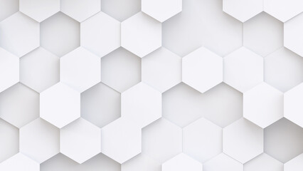 White hexagons geometric background, minimal honeycomb pattern wallpaper.