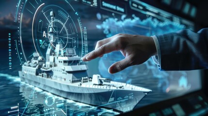 New generation water warship State-of-the-art wireless technology Modern global cyberspace network Innovative technology and ideas