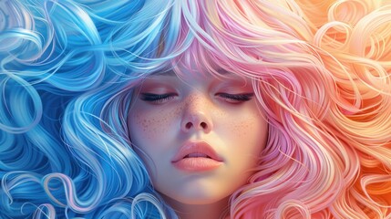 Woman With Blue and Pink Hair
