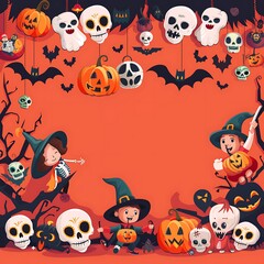 halloween pattern with pumpkins and bats 