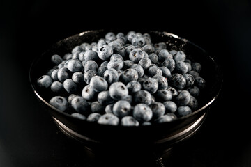 Blueberry on a black background