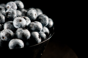 Blueberry on a black background