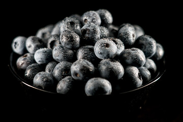Blueberry on a black background