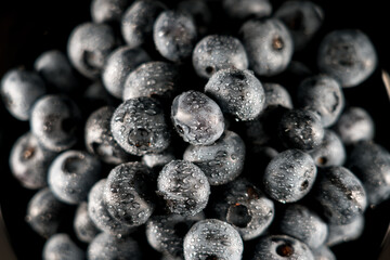 Blueberry on a black background