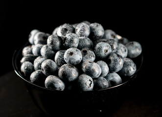 Blueberry on a black background