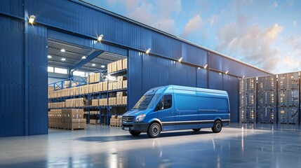 The blue delivery van