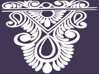 A purple background with a white floral border