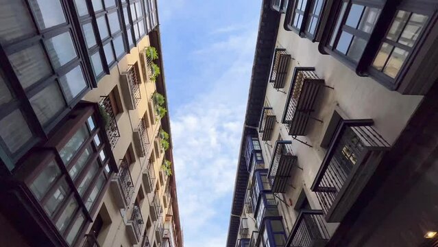 Street view from the historic old town of Bilbao, Spain. Bilbao Basque Country Spain