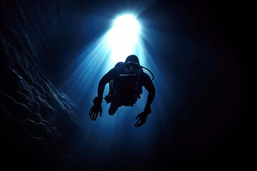 diver underwater exploring the ocean. Generative Ai