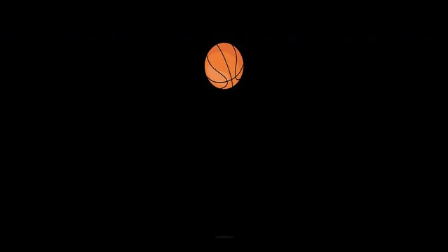 Animated bouncing basketball. Alpha Channel. 4k animation. Transparent background. You can apply it over any background.