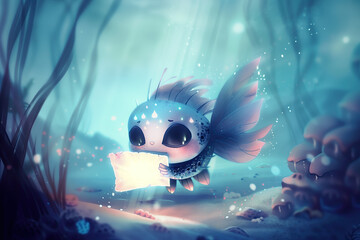 A fish reading a message
