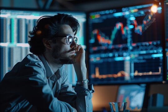 Chartists and data analysts examining market data. Generative Ai
