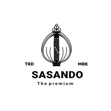 Traditional musical instrument logo illustration, sasando silhouette is suitable for music shops and communities