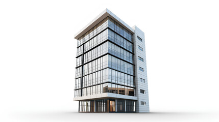 Tall office building realistic image on white background