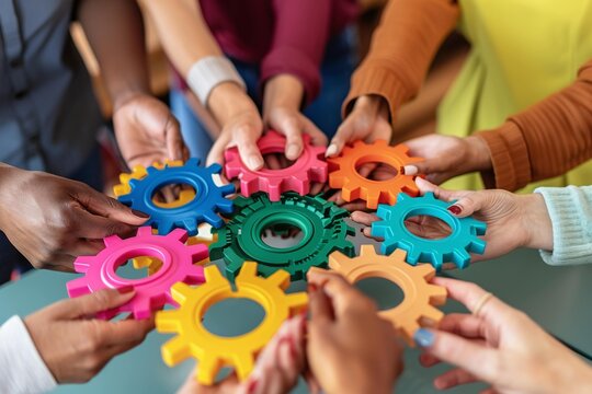 Diverse characters gather around a color wall, symbolizing inclusivity and unity in business and finance, teamwork and collaboration. Perfect for illustrating diversity and collaboration concepts.
