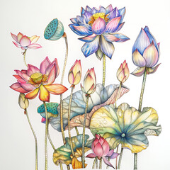 Colorful Lotus cal art piece 