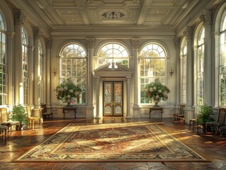 Fototapeta premium Monumental View: Photorealistic Depiction of Founding Fathers in Historic Ambiance
