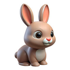 Obraz premium Cute cartoon bunny rabbit with big eyes and long ears, sitting. Adorable animal character for children's content and design.