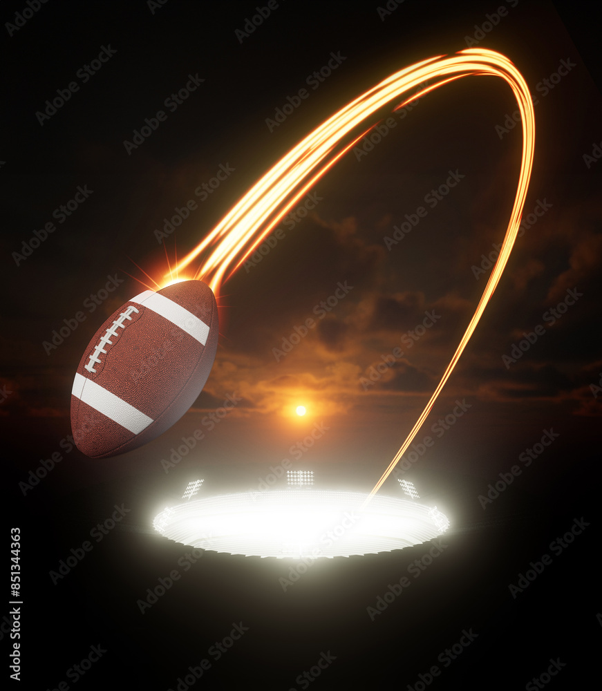 Wall mural Football Sports Ball And Light Trail From Stadium