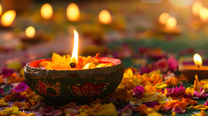 Colorful bright national Indian holiday festival Diwali. AI Generated