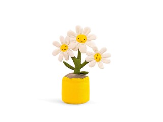 Fototapeta premium stuffed flowers in pots on a white background