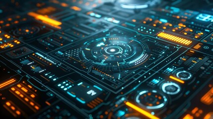 Fototapeta premium Explore a dynamic and vibrant digital interface with a glowing effect This futuristic design embodies innovation and creativity, perfect for modern technology concepts and digital backgrounds