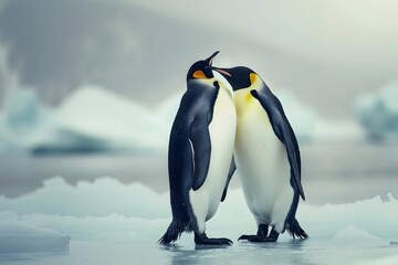 Obraz premium A few beautiful penguins on the ice