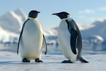 Obraz premium A few beautiful penguins on the ice