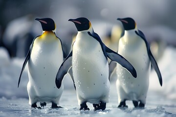 Fototapeta premium A few beautiful penguins on the ice