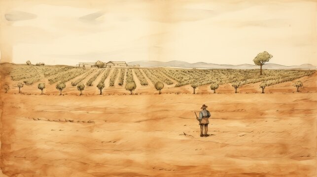 Wicked Tenants Refusing Due Share, Vineyard Parable, Beige Background with Copyspace,Christian banner