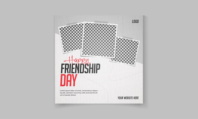 Happy Friendship Day design with 3 photo frames for a social media post
