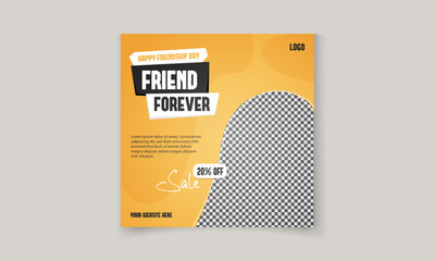 Happy Friendship Day typographic design panner for social media post
