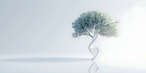 Interwoven DNA symbolizing ancestry and heritage in a pristine family tree illustration. Concept Family Tree, Ancestry, Heritage, DNA Symbol, Pristine Illustration