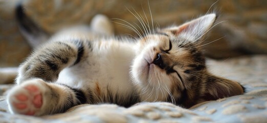 Cat is taking a nap. Cute cat kitten sleeping