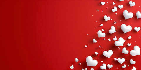 red background with white hearts